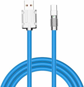 Type-C ケーブル 急速充電 USB タイプC ケーブル 柔かい 断線防止 充電コード USB-A to USB-C 充電 データ転送ケーブル 100cm ブルー 送