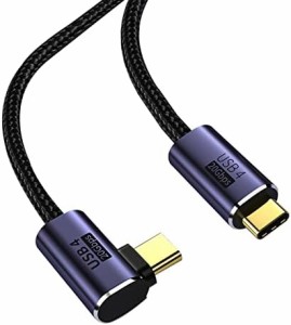 USB4 ケーブル L字 USB Type-C ケーブル Thunderbolt 3対応 20Gbps 高速転送 PD対応 100W急速充電 8K 60Hz映像出力 ナイロン編みMacBook 