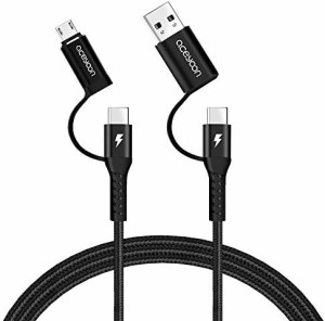 4in1 ケーブル タイプC Micro USB 1M USB C to B C Micro 充電ケーブル 5V 9V 20V Max 2A Type C to マイクロ USB ケーブル QC 3.0 PD急