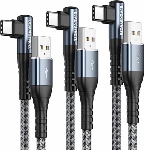 送料無料 USB Type C ケーブル L字型 タイプc ケーブル 3.1A 急速充電 USB C ケーブル QC3.0 対応 高速データ転送 USB-C to USB A ケーブ