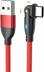 USB Type Cケーブル 1m Ｌ字型 180度回転 急速充電 高速データ転送 マイクロ USB ケーブル 強化TPE製 USB Cケーブル MacBook iPad Air Pr