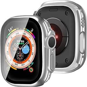 アップルウォッチ カバー Apple Watch カバー 49mm 対応 ケース PC+ガラス,電気めっきの光沢 一体型 AppleWatch 保護 ケース 対応 アップ