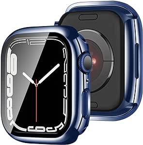 アップルウォッチ カバー Apple Watch カバー 45mm 対応 ケース PC+ガラス,電気めっきの光沢 一体型 AppleWatch 保護 ケース 対応 アップ
