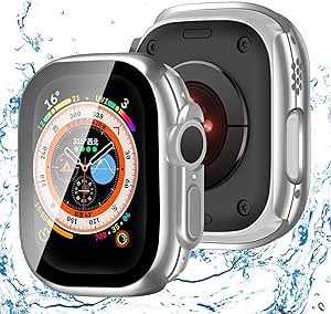 【2枚入り】 Apple Watch ケース 49mm エッジ キラキラ メッキ加工 PC 防水 対応 アップルウォッチ カバー ガラスフィルム 一体型 IP68 