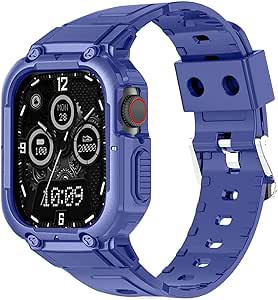 Apple Watch バンド 45mm 44mm 42mm ベルト 金属 ケース 一体型 Apple Watch Ultra2 Ultra SE2 SE 9 8 7 6 5 4 3 2 1ケース 耐衝撃 耐久