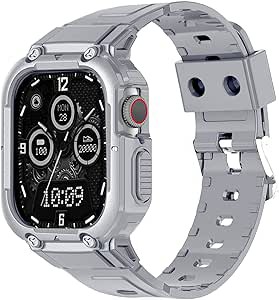 Apple Watch バンド 45mm 44mm 42mm ベルト 金属 ケース 一体型 Apple Watch Ultra2 Ultra SE2 SE 9 8 7 6 5 4 3 2 1ケース 耐衝撃 耐久