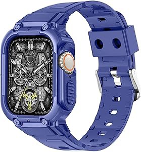 Apple Watch バンド 49mm ベルト 金属 ケース 一体型 Apple Watch Ultra2 Ultra SE2 SE 9 8 7 6 5 4 3 2 1ケース 耐衝撃 耐久性 全面保護