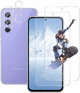 【お得なセット】 Galaxy A54 5G 保護フィルム 高透過率 指紋防止 さらさら 高感度 気泡ゼロ ガラスフィルム (2枚入)＋ カメラフィルム (