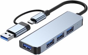 Type-C 4ポート ハブ 2in1PS 5 iMac MacBook Air/Pro対応Type C USB 3.1 Gen 1 4ポート バスパワー ブラック スリム設計 軽量 リモートオ