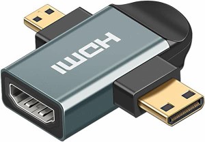 mini hdmi 変換アダプター HDMI 変換アダプタ Mini Micro 2 in 1 超小型 1440P アルミニウム合金 ハウジングhdmi 2 in 1 micro オス 変換