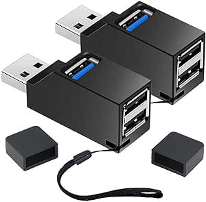 USBハブ 3ポート 2個セット 超小型 USB3.0＋USB2.0コンボハブ バスパワー ポート拡張 usbハブ USBポート 高速 軽量 携帯便利 ブラック