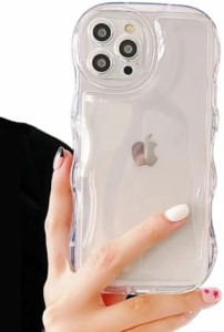 iPhone 16 Pro ケース 可愛い クリア ケース おしゃれ 韓国 人気 スマホケース 透明 TPU カバー かわいい 波状フレーム 薄型 軽量 耐衝撃