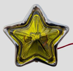 超超希少　当時物　ガラス３点止めとんがり星マーカー　黄色レンズ　デコトラ　レトロ ガラス製星型バスマーカーレンズ トラック用】レトロのド迫力