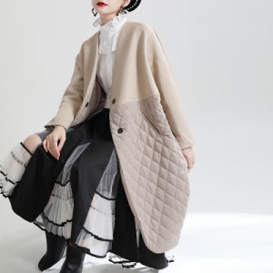 キルティング コート レディース モード系 個性的 大人きれいめ ノーカラー キルト  秋冬 オーバーサイズ 韓国ファッション