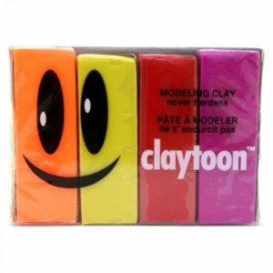 MODELING CLAY モデリングクレイ claytoon クレイトーン カラー油粘土　4色組 ホット 1Pound　3個セット