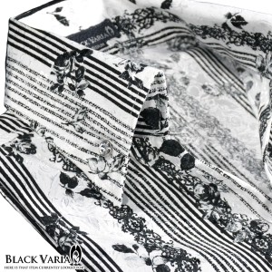 ドレスシャツ スキッパー バラ 薔薇 花柄 ストライプ サテンシャツ 日本製 結婚式(ホワイト白ブラック黒) 935134の通販はWowma