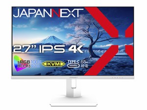 JAPANNEXT [JN-IPS27UHDR-C65W-HSP-W] 液晶ディスプレイ 27型/3840×2160/DP×1、HDMI×1、USB-C×1/ホワイト/スピーカー有/1年保証