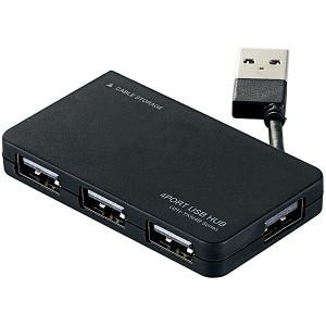 ELECOM [U2H-YKN4BBK] USB2.0ハブ/ケーブル収納/バスパワー/4ポート/ブラック