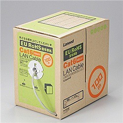 ELECOM [LD-CT6/LG100/RS] EU RoHS指令準拠 CAT6対応 LANケーブル 100m/リール巻(ライトグレー)