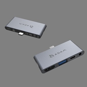 ADAM Elements [AAPADHUBI4GY] USB Type-C 4ポートハブ/USB3.1 Gen2 Type-Aポート/HDMI/オーディオジャック/PD充電