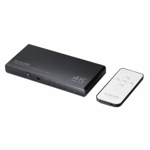 ELECOM [DH-SW4KC41BK] HDMI切替器/4K60Hz対応/4ポート/3入力(HDMI)+1入力(USB Type-C)・1出力(HDMI)/専用リモコン付/専用ACアダプタ…