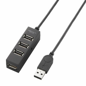 ELECOM [U2H-TV003SBK] USB2.0ハブ/TV用/セルフパワー/4ポート/1.0m/ブラック