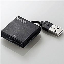 ELECOM [MR-K009BK] USB2.0/1.1 ケーブル固定メモリカードリーダ/43+5メディア/ブラック