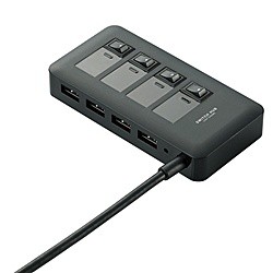 ELECOM [U3H-S409SBK] USB3.0ハブ/個別スイッチ付/マグネット付/セルフパワー/4ポート/ブラック