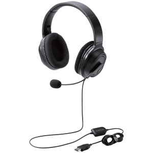 ELECOM [HS-HP30UBK] オーバーヘッドタイプヘッドセット/両耳/USB/40mmドライバ/ブラック