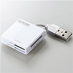 ELECOM [MR-K009WH] USB2.0/1.1 ケーブル固定メモリカードリーダ/43+5メディア/ホワイト