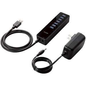 ELECOM [U3H-T719SBK] USB3.0ハブ/マグネット付き/セルフパワー/7ポート/ブラック