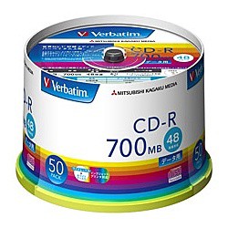 Verbatim [SR80FP50V1] CD-R 700MB PCデータ用 48倍速対応 50枚スピンドルケース入り ワイド印刷可能