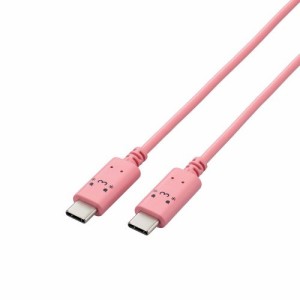 ELECOM [MPA-CCF20PNF] USB Type-C to USB Type-Cケーブル/USB Power Delivery対応/顔つきタイプ/2.0m/トキメキ(ピンク×ブラック)