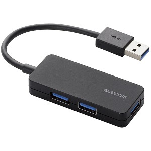 ELECOM [U3H-K315BBK] USB3.0ハブ/ケーブル固定/バスパワー/3ポート/ブラック