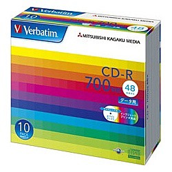 Verbatim [SR80SP10V1] CD-R 700MB PCデータ用 48倍速対応 10枚スリムケース入り ワイド印刷可能