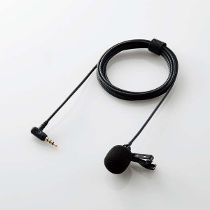 ELECOM [HS-MC09BK] クリップ付きピンマイク/ウインドジャマー付/4極φ3.5mm/変換ケーブル付/収納ポーチ付/1.8m/ブラック