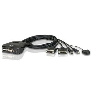 ATEN [CS22D] ケーブル一体型2ポートUSB DVI KVMスイッチ