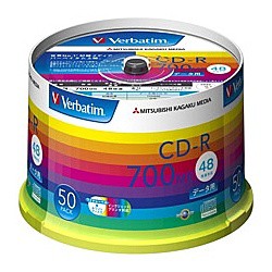 Verbatim [SR80SP50V1] CD-R 700MB PCデータ用 48倍速対応 50枚スピンドルケース入り ワイド印刷可能