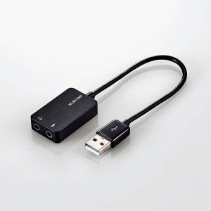 ELECOM [USB-AADC02BK] USBオーディオ変換アダプタ/0.15m/ブラック