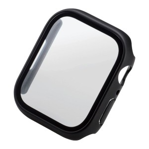 ELECOM [AW-21AFCGMBK] Apple Watch series7 45mm用フルカバーケース/プレミアムガラス/反射防止/ブラック