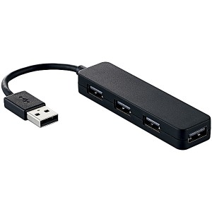 ELECOM [U2H-SN4NBBK] USB2.0ハブ/カラフルモデル/バスパワー/4ポート/ブラック