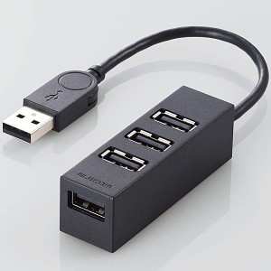 ELECOM [U2H-TZ426BBK] USB2.0ハブ/機能主義/バスパワー/4ポート/10cm/ブラック