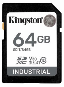キングストン [SDIT/64GB] 64GB SDXC Industrial -40℃ to 85℃ C10 UHS-I U3 V30 A1 pSLC