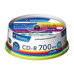Verbatim [SR80FP25V1] CD-R 700MB PCデータ用 48倍速対応 25枚スピンドルケース入り ワイド印刷可能