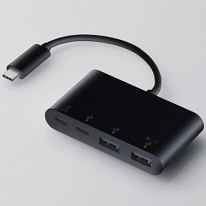 ELECOM [U3HC-A424P10BK] USBHUB/USB3.1(Gen2)/USB Power Delivery対応/Type-Cコネクタ/Aメス2ポート/Cメス2ポート/バスパワー/ブラック