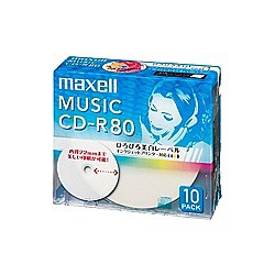 Maxell [CDRA80WP.10S] 音楽用CD-R 80分 ワイドプリントレーベル ホワイト 10枚パック 1枚ずつ5mmプラケース入り