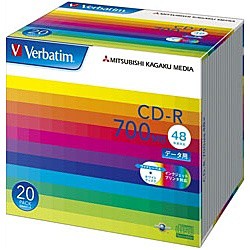 Verbatim [SR80SP20V1] CD-R 700MB PCデータ用 48倍速対応 20枚スリムケース入り ワイド印刷可能
