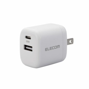 ELECOM [MPA-ACCP30WH] AC充電器/USB充電器/USB Power Delivery準拠/30W/USB-C1ポート/USB-A1ポート/スイングプラグ/ホワイト