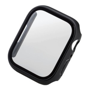 ELECOM [AW-21AFCGBK] Apple Watch series7 45mm用フルカバーケース/プレミアムガラス/高透明/ブラック