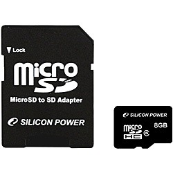 シリコンパワー [SP008GBSTH004V10] microSDHCカード 8GB (Class4) 5年保証 (SDHCアダプター付)